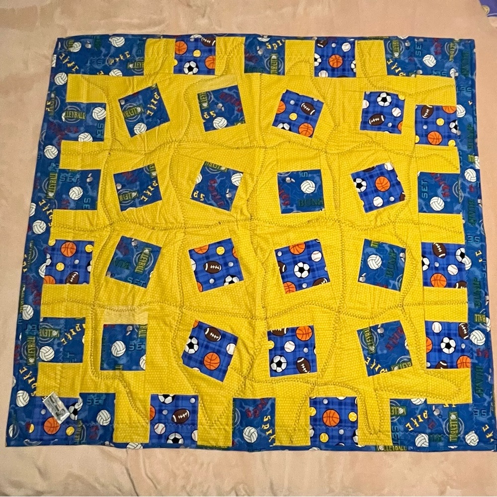 New Handmade Patchwork Quilt Kids Size Throw Blanket Designer Patch Ball37,5*40”